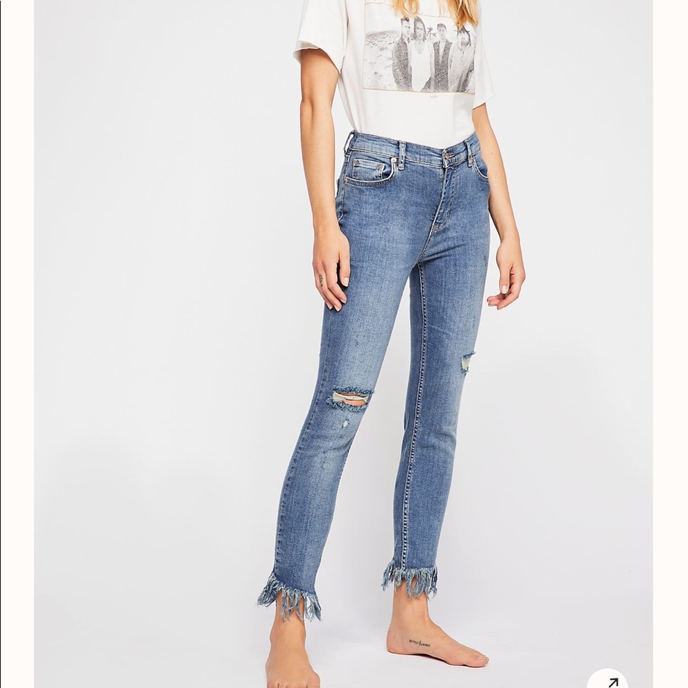 Free People Great Heights Frayed Skinny Jeans